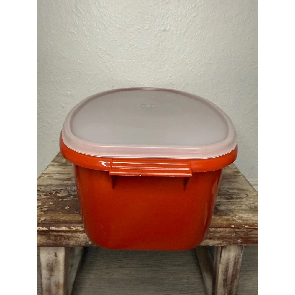 Vintage Tupperware 487 Roast Ham Flavor Saver Container 3 Pc Set Paprika Red 80s